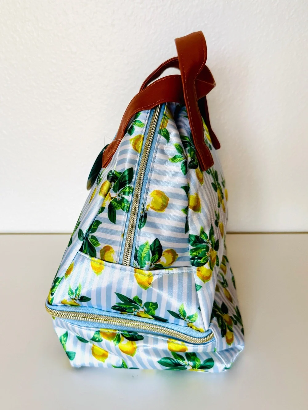 NWT TempaMATE Lemon Print Insulated Lunch Bag Dual Compartment Cooler Tote
